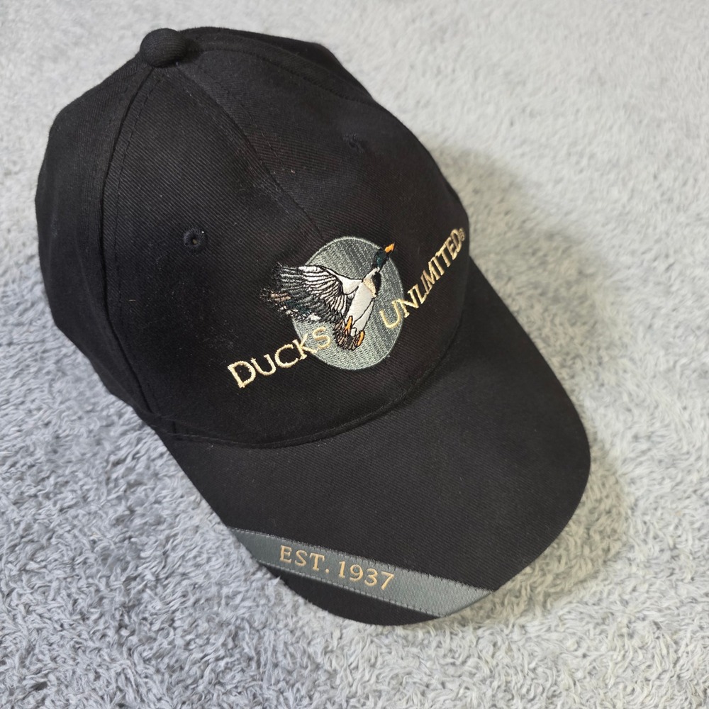 Ducks‎ Unlimited Mens OS Baseball Cap Black Embroidered Mallard Est 1937 DU 576